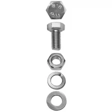 Болт (DIN933) в комплекте с гайкой (DIN934), шайбой (DIN125), шайбой пруж. (DIN127), M5x16мм, 20шт, ЗУБР