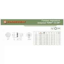 Головка торцевая 1/2, внешний TORX, Е18 JONNESWAY